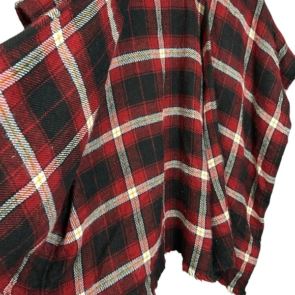 Loft Red and Black Plaid Poncho Size M/L - Picture 6 of 7